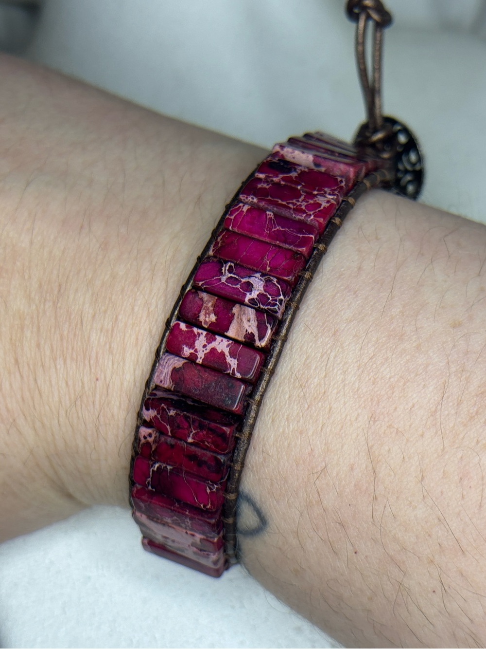 Handmade Magenta Bead Wrap Bracelet - Women Jewelry
